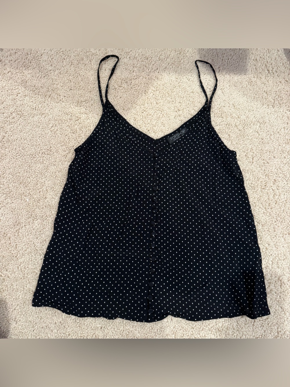Topshop polka dot tank top with buttons down center. Size US 4.